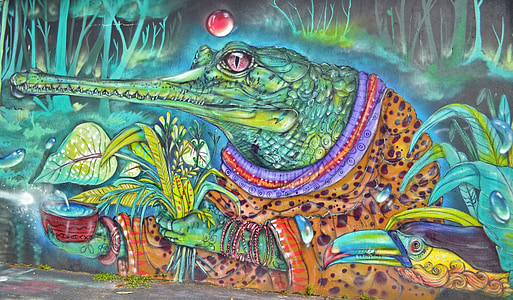 aligator, legende, strada artei, arta urbana, spray, Amazon, pădure tropicală