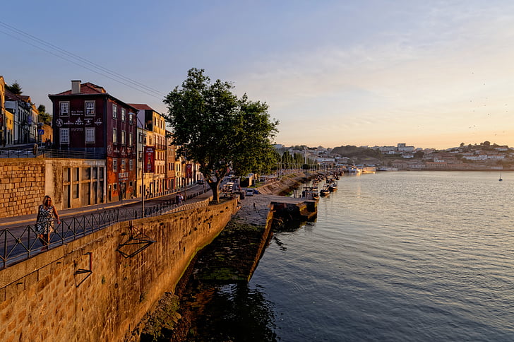 Porto, Portugal, Douro, gamla stan, historiskt sett, arkitektur, stadsbild