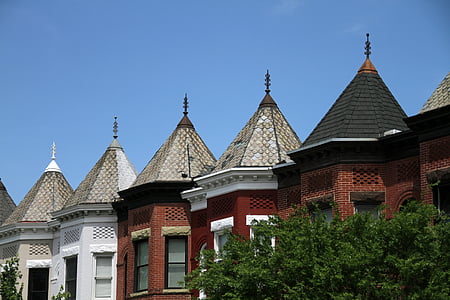 atap, Washington dc, arsitektur, eksterior, perumahan, lingkungan, atap