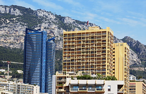 Монако, домове, архитектура, планини, лято