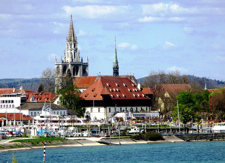 Constance, pristanišča, mesto, Münster, Bodensko jezero, Baden württemberg, Nemčija