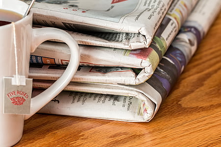 newspaper, news media, print media, teatime, tea time, daily news, publication