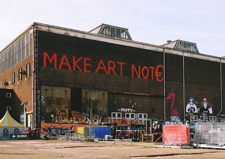 sztuka, pieniądze, graffiti, Urban, Miasto, Amsterdam, NDSM werf