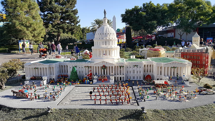 bílá, dům, LEGO, Bílý dům, Legoland