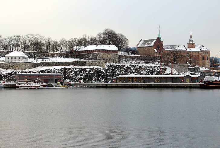 Oslo, Norvégia, Akershus kastély és vár, Port, Oslofjord, város, Holiday