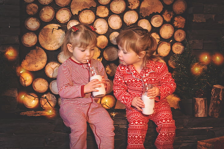 Noel çocuklar, kurabiye ve süt, Noel, Xmas, tanımlama bilgileri, Pijama