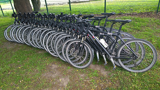 wheels, bicycles, bike, fillarit, line, lawn, chain