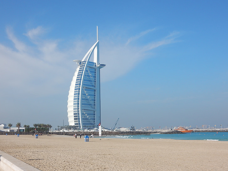 Dubai, Emirates, u a e, Burj Al Arab, Dubai city, pilvelõhkuja, hoone