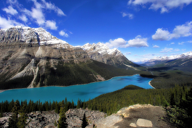 peyto lake, canadien rockys, mopuntains, scenery, landscape, glacier, water