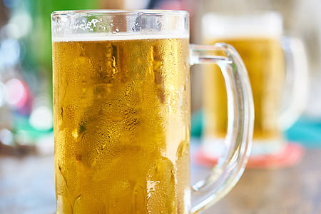 cerveja, bebidas, vidro, amarelo, Copa, bar, vida noturna