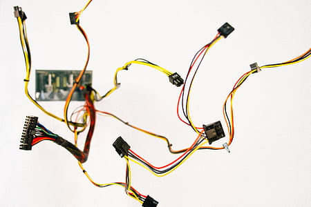 geltona, Juoda, elektroninių, kabeliai, technologijos, ryšio, vielos
