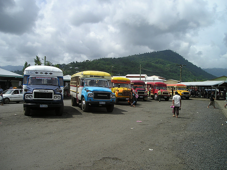 autobuses, Samoa, exóticos, Mar del sur