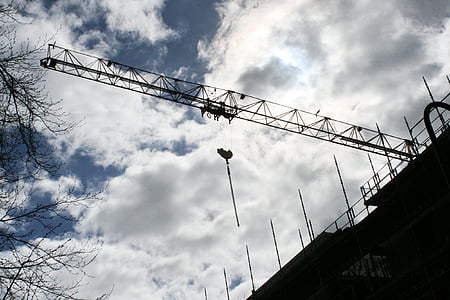 building, construction crane, tap, himmel, cloud, construction, backlight