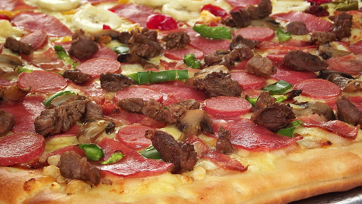Pizza, sera, mozzarella, Pepperoni, Kiełbasa, Włoski, kolacja