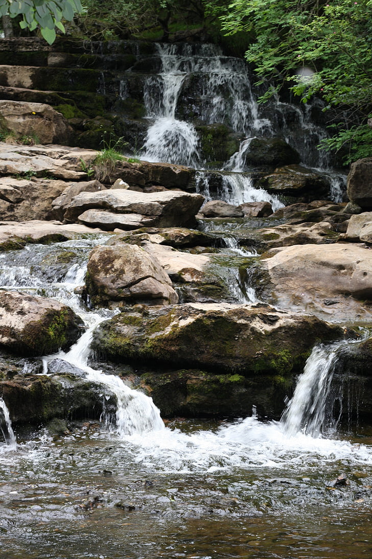 cascada, l'aigua, roques, corrent, natura, riu, flueixen