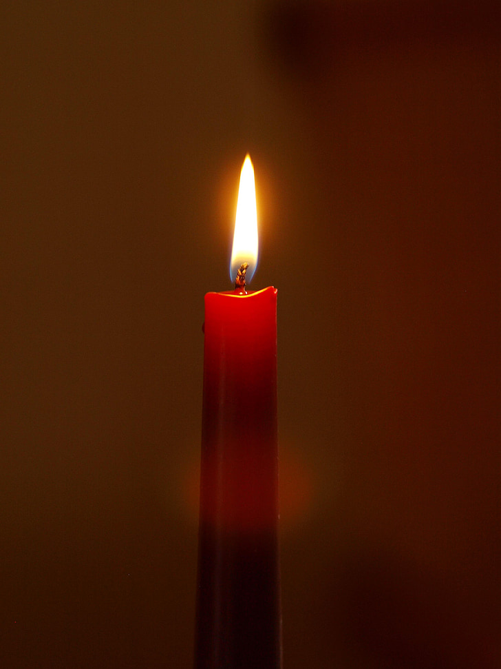 Свічка, Wick, червоний, затишний, тихий, полум'я, світло