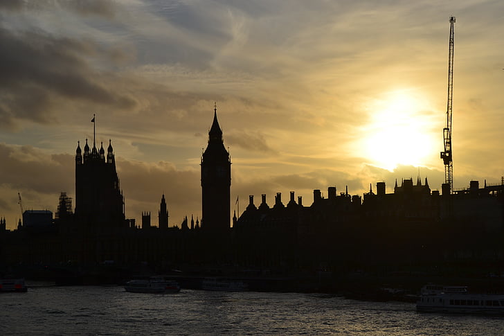 Londres, Parlement, horloge, Royaume-Uni, tour, paysage urbain, Londres - Angleterre