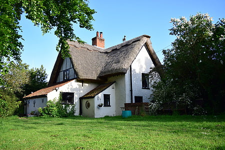 casa de campo, Colmado, casa, telhado, Inglês, Inglaterra, Sapé