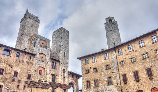 San gimignano, Itálie, Toskánsko, věž, starověké, historické, středověké