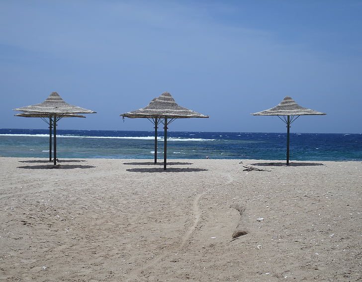 praia, guarda-chuva, descanso, feriados, mrze, areia, mar