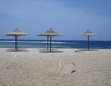 beach, umbrella, rest, holidays, mrze, sand, sea