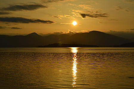 Loch, Lomond, Skócia, skót, tó, víz, nap