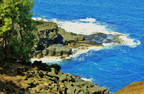 hanalei, Kauai, Hawaii, okeāns, jūra, jūras ainava, debesis