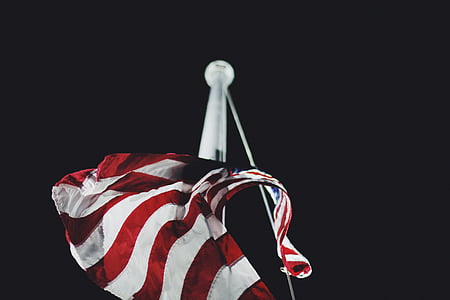 Americká vlajka, pól, stožiar, vlasteneckej, USA, symbol, vlastenectvo