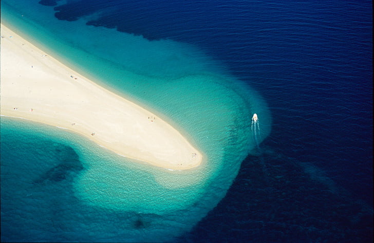 plage, plage de sable, île, turquoise, mer, vacances, Croatie (Hrvatska)