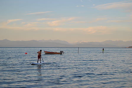 Paddleboard, oceano, paddle, água, mar, placa, desporto
