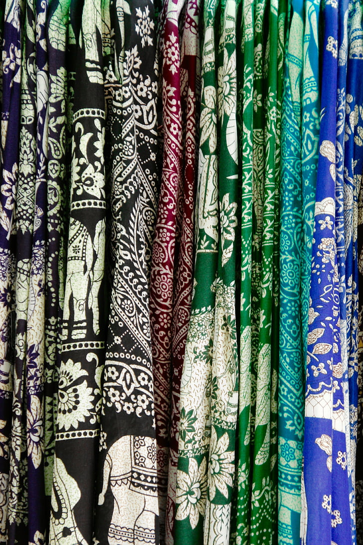 silk, fabric, bright, retired, colorful, pattern, yarn