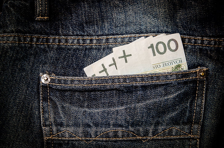 kontant, close-up, denim, finansiering, jeans, penge, Pocket