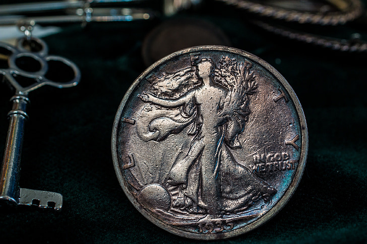sølvmynt, Silver dollar, USA, halv dollar, dollar, historisk, Metal
