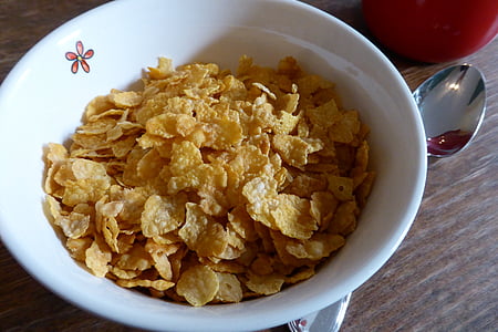 breakfast, cornflakes, cereal bowl, eat, food, crispy, delicious