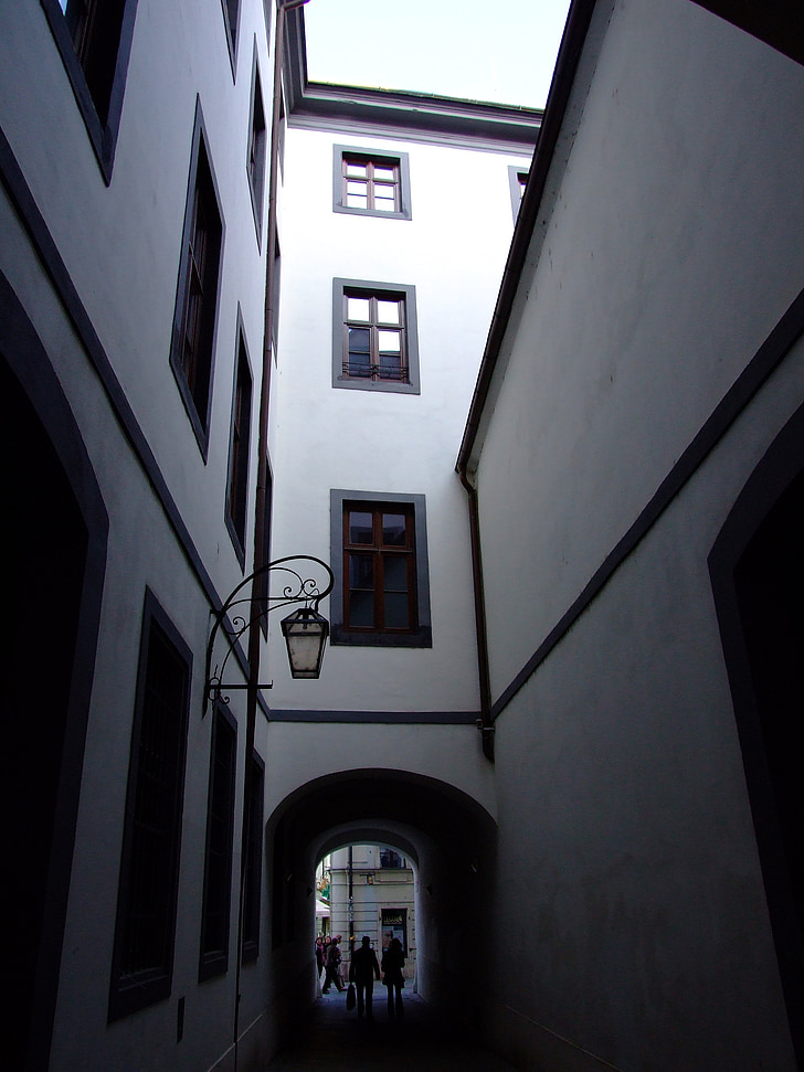 Courtyard, Street, arkitektur, Bratislava, Slovakiska, byggnad, medeltida