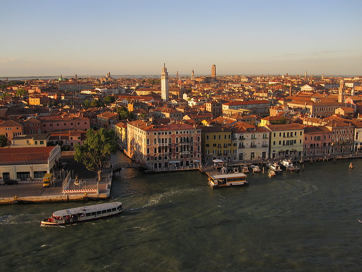 ēkas, pilsēta, Itālija, saulriets, Venice, ceļojumi, cilvēki un kultūra