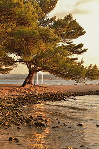 çakıl plajı, Hırvatistan, abendstimmung