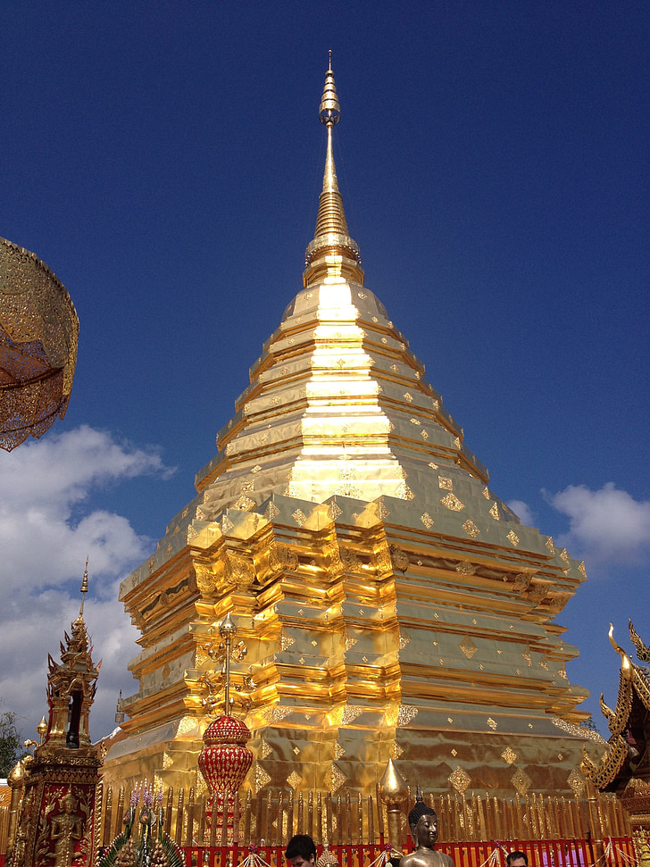 Wat, Thaiföld, templom, Ázsia, építészet, thai, arany