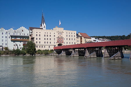 Wasserburg, staden, fastställande, floden, Bridge, arkitektur, vatten