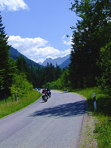 Бавария, планини, мотоциклети, пътуване, Германия, празник, пейзаж
