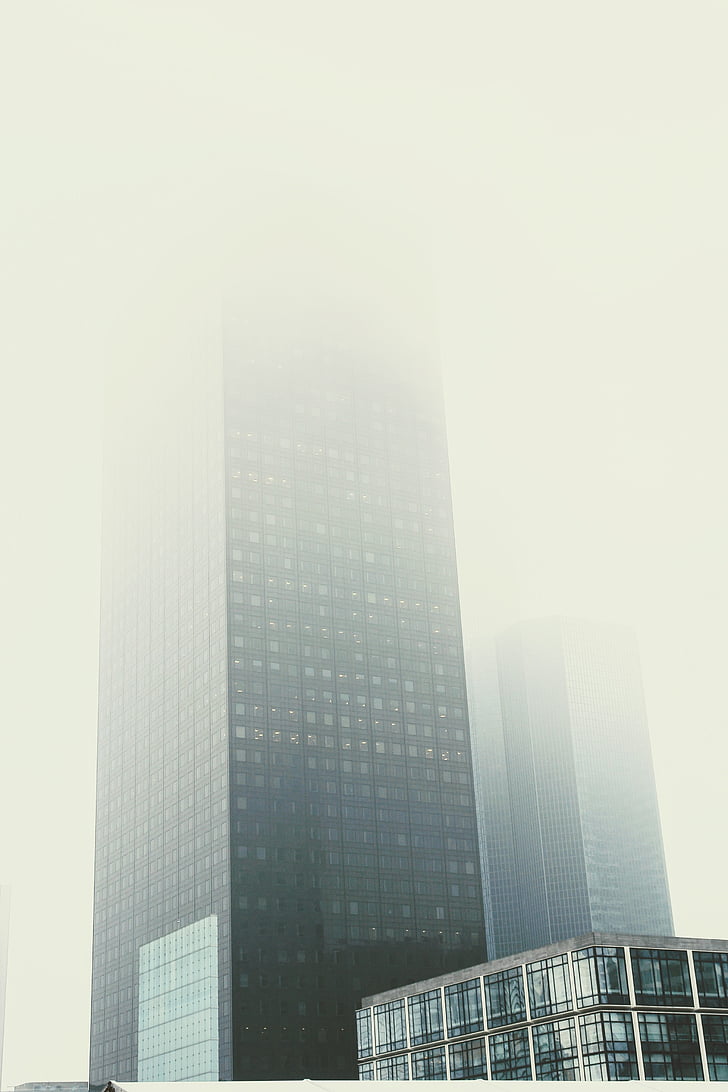 Paris, Frankrig, facade, arkitektur, La defense, tåge, kontorbygninger
