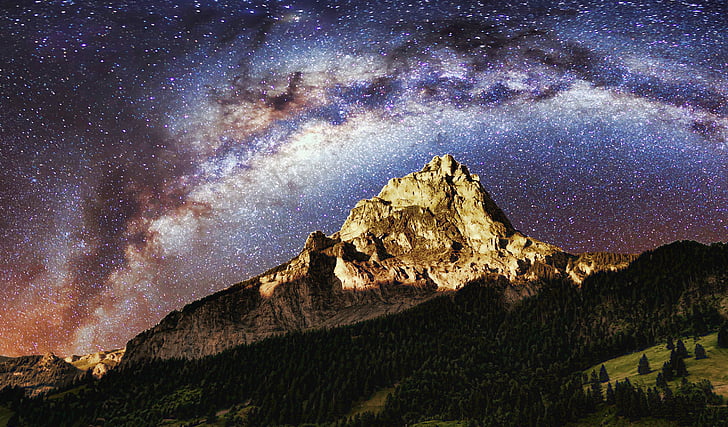 naktį, dangus, galaktika, žvaigždė - vietos, Astronomija, kalnų, Paukščių takas