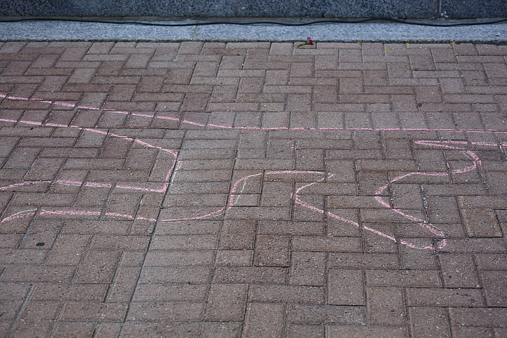 chalk, outline, street, man, human, drawing, sketch