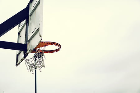кошница, баскетбол, баскетбол обръч, баскетбол пръстен, високо, стълб на фенер, нето