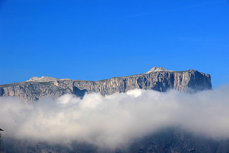 mountain, clouds, sky, fog, south tyrol, mountains, schlern