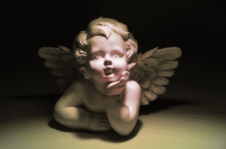 Angel, figur, skulptur, trim, melankoli, statue, religion