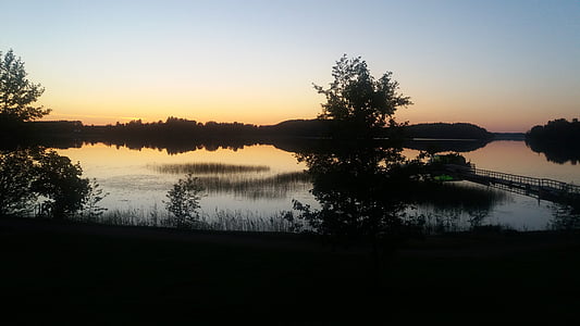 finland, lake, summer, night, pier, travel, landscape