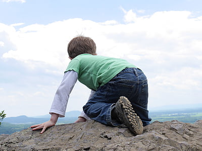 copil, urca, accesarea cu crawlere, alpinism, băiat, pentru sugari, rock