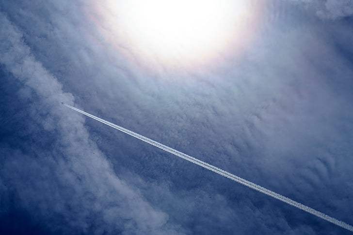 avió, aeronaus, avió, núvols, Estela, volant, cel