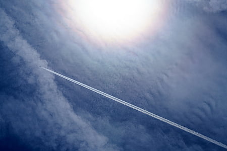 ПС, літак, літак, хмари, Конденсаційний слід, політ, небо